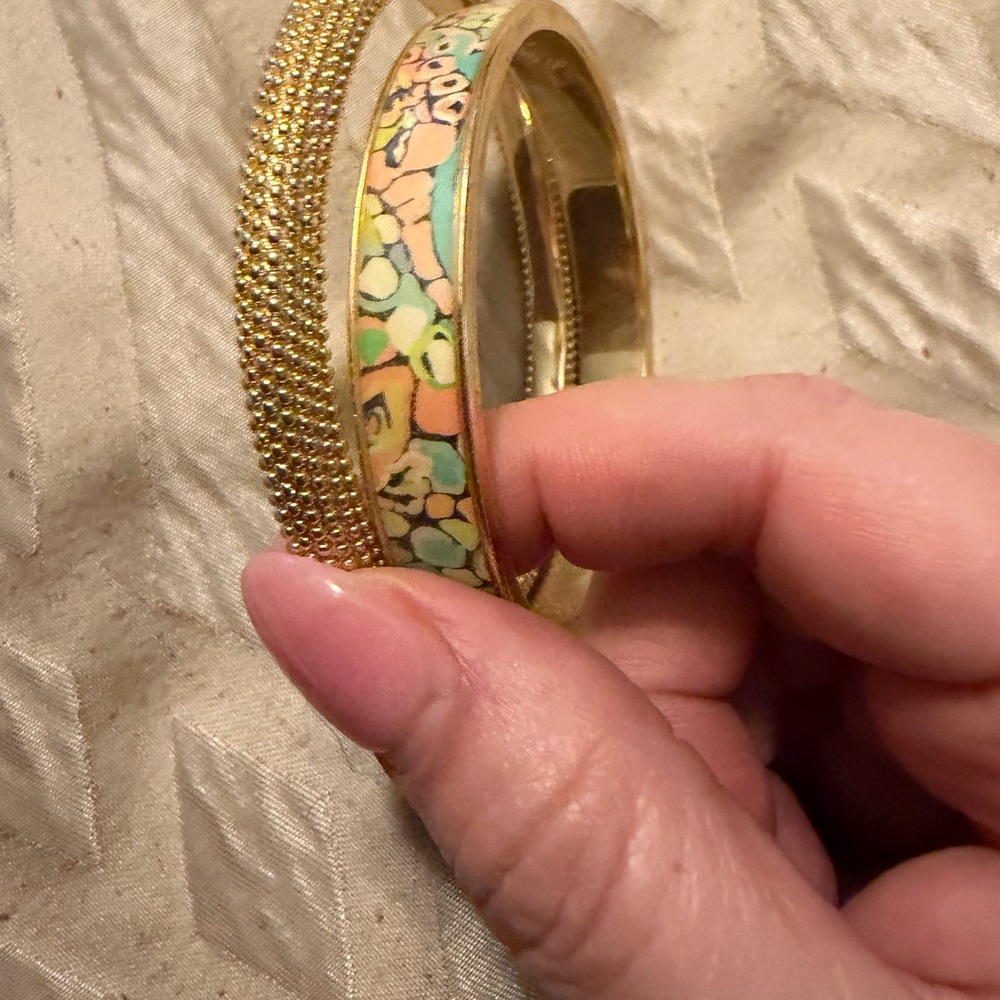 Lilly Pulitzer Gold and Floral Bracelet Set
